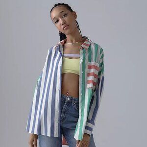 Urban Outfitters Frankie Button-Down Shirt, Striped, Multicolored - Size XS